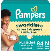 Couches Pampers Swaddlers, Taille 0 (jusqu'à 10 lb), Absorbantes, Gardent bébé au sec et à l'aise, Couches jetables sûres pour la peau
