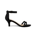 thumbnail image 3 of BLISSFUL STEP Women's Shoes Faux Suede Ankle Strap Kitten Heel Slide Straps Solid Sandals  Black 9, 3 of 8