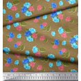 thumbnail image 3 of Soimoi Tissu en Coton Canard Feuilles & Roses Imprimés Floraux au Mètre 42 Pouces de Large, 3 of 3