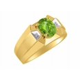 thumbnail image 3 of RYLOS Men's Rings 14K Yellow Gold Rings Classic Designer  9X7MM Oval Gemstone &  Diamond Ring Peridot August Birthstone Ring Size 8, 3 of 7