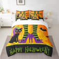 thumbnail image 2 of YST 7-Piece Halloween Bedding Set, Black Cat Theme, Queen Size, Polyester, Bed in a Bag, 2 of 5