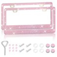 thumbnail image 4 of CHUANK 2PCS Bling Car License Plate Frame  Sparkly Rhinestone Stainless Steel License Plate Cover/Holder  Universal for Most Cars  SUVs  Vehicles with Screw Set  Auto Accessories for Wome, 4 of 10