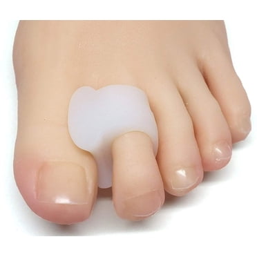 Gel Toe Separators for Overlapping Toes, Bunions, Big Toe Alignment, Corrector and Spacer - 4 Pack (White) Large