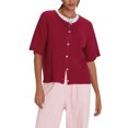 thumbnail image 2 of FOCUSNORM Cardigan Tricoté pour Femmes Automne Manches Mi-Longues Col Rond Couleur Unie Boutonné Tricoté, 2 of 9