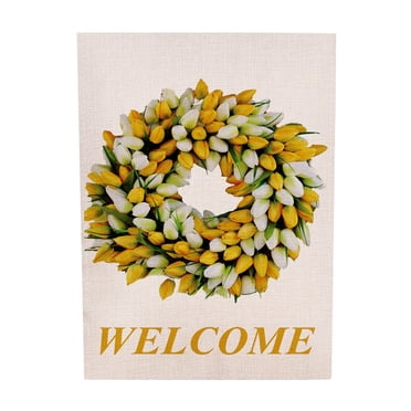 Drapeaux Décoratifs, Petite Couronne de Bienvenue Drapeau de Jardin Vertical 12.5 X 18 Pouces Décoration Extérieure Drapeau, Bannières & Accessoires