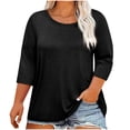 thumbnail image 1 of SwiftWear Tees for Women Plus Size Tops 3/4 Length Sleeve Round Neck Solid Casual Blouse, 1 of 4