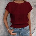 thumbnail image 2 of Pisexur Hauts d'Été pour Femmes, Hauts pour Femmes, Mode Printemps/été Décontractée Ample Col Rond Manches Courtes Hauts pour Dames Vin, 2TG, 2 of 6