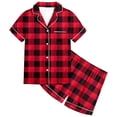 thumbnail image 1 of MIASHUI Pyjama pour Enfants Filles Garçons, Doux et Confortable, à Carreaux, Ensemble de 2 Pcs, Rouge, 10-11 Ans, 1 of 4