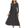 thumbnail image 3 of Gspmoly Robes Grande Taille pour Femmes aux Formes, Robe à Manches Courtes pour Femmes à Col Rond, Mode, Couleur Unie, Taille Haute et Fente à la Cheville, Robe à Col en V, Robes Formelles pour Femmes jusqu'à 70 % de Rabais, 3 of 6