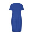 thumbnail image 4 of Penkiiy Robe Midi d'Été pour Femme, Décontractée, Ample, Col Rond, Manches Courtes, T-Shirt, Robe Soleil avec Poches, 2TG, Bleu, 4 of 5