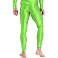 thumbnail image 4 of YUUMIN Men's Shiny Compression Pants Oil Glossy Stretchy Workout Sports Base Layer Trousers Fluorescent Green L, 4 of 5