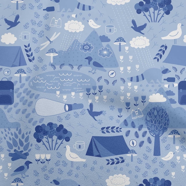 oneOone Rayon Medium Blue Fabric Kids Craft Projects Decor Fabric Printed By The Yard 56 Inch Wide