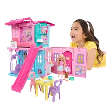 Barbie Chelsea Pop-Up Doll House with Doll & 15+ Accessories, House Expands to 17+ x 13+ inches