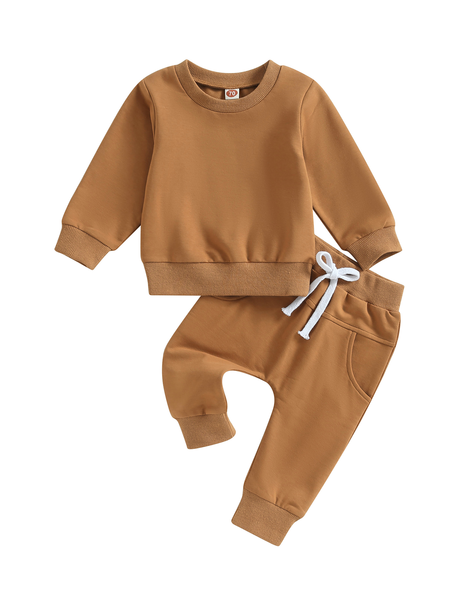 Kmbangi Baby Boys Long Sleeve Crew Neck Sweatshirt with Elastic Waist Sweatpants Infant Spring Fall Clothes