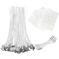 thumbnail image 1 of candle wick 100 pieces candle wicks candle wicks candle wick with foot sticker and center device for candle making, candle DIY 8 inch (20 cm), 1 of 4