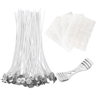 candle wick 100 pieces candle wicks candle wicks candle wick with foot sticker and center device for candle making, candle DIY 8 inch (20 cm)
