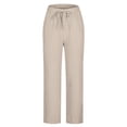 thumbnail image 4 of VEKDONE Womens Linen Long Pants Beige L, 4 of 5