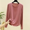thumbnail image 2 of Haut de Pyjama en Modal pour Femmes 2025 Été T-Shirts à Col Rond Chandails à Manches Longues Coupe Décontractée Vêtement de Nuit Confort Tenue d'Intérieur Ultra Doux Chemise de Nuit Texturée, 2 of 4
