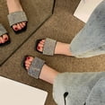 thumbnail image 2 of RKSTN Pantoufles pour Femmes Nouvelles Rétro à Bout Carré Chaussures Plates Sandales Décontractées à Strass Pantoufles,Pantoufles pour Femmes Intérieur Extérieur, 2 of 5