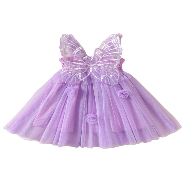Robe de Fête pour Tout-Petites Filles Papillon Sans Manches Ligne A Robes de Princesse