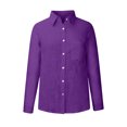 thumbnail image 5 of Chemise à Manches Longues Femme Chemise Unie Col en V Blouse Ample Manches Longues Tunique Décontractée de Travail avec Poche Robe à Manches Longues Femme Hauts Col en V pour Femme, 5 of 5