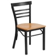 thumbnail image 1 of HERCULES Series Black Three-Slat Ladder Back Metal Restaurant Chair - Natural Wood Seat, 1 of 9