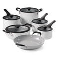 thumbnail image 1 of Tramontina 11 Piece Ceramic Nonstick Nesting Cookware Set Stackable, Space Saving Set - Blance de blance, 1 of 11