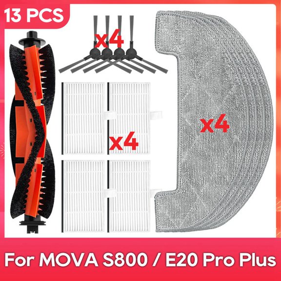 Robot Vacuum Maintenance Kit for S800, E20, E20 Pro, E20  - 1 Roller Brush, 4 Side Brushes, 4 HEPA Filters