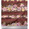 thumbnail image 2 of Soimoi Brown Modal Satin Fabric Floral Panel Fabric Prints by Yard 42 Inch Wide, 2 of 5