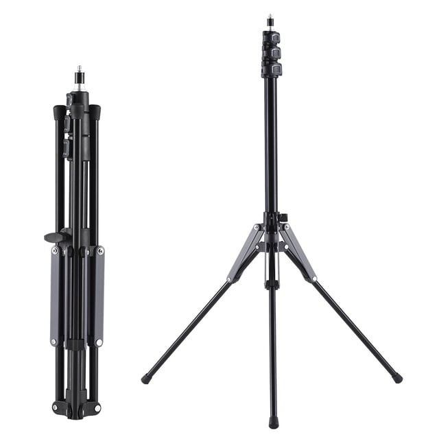 yeacher LS264 Trépied Portable en Alliage d'Aluminium de 74,4 Pouces, Hauteur Réglable à 3 Sections, Capacité de Charge de 5 kg, Vis de 1/4 Pouces pour Boîtes Souples, Flash, Lumières Vidéo - Gris/noir