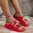 thumbnail image 4 of Dakaela Women's Platform Sandals Arch Support Foam Slip on Slides Two Buckle EVA Flat Sandal Red 6.5, 4 of 6