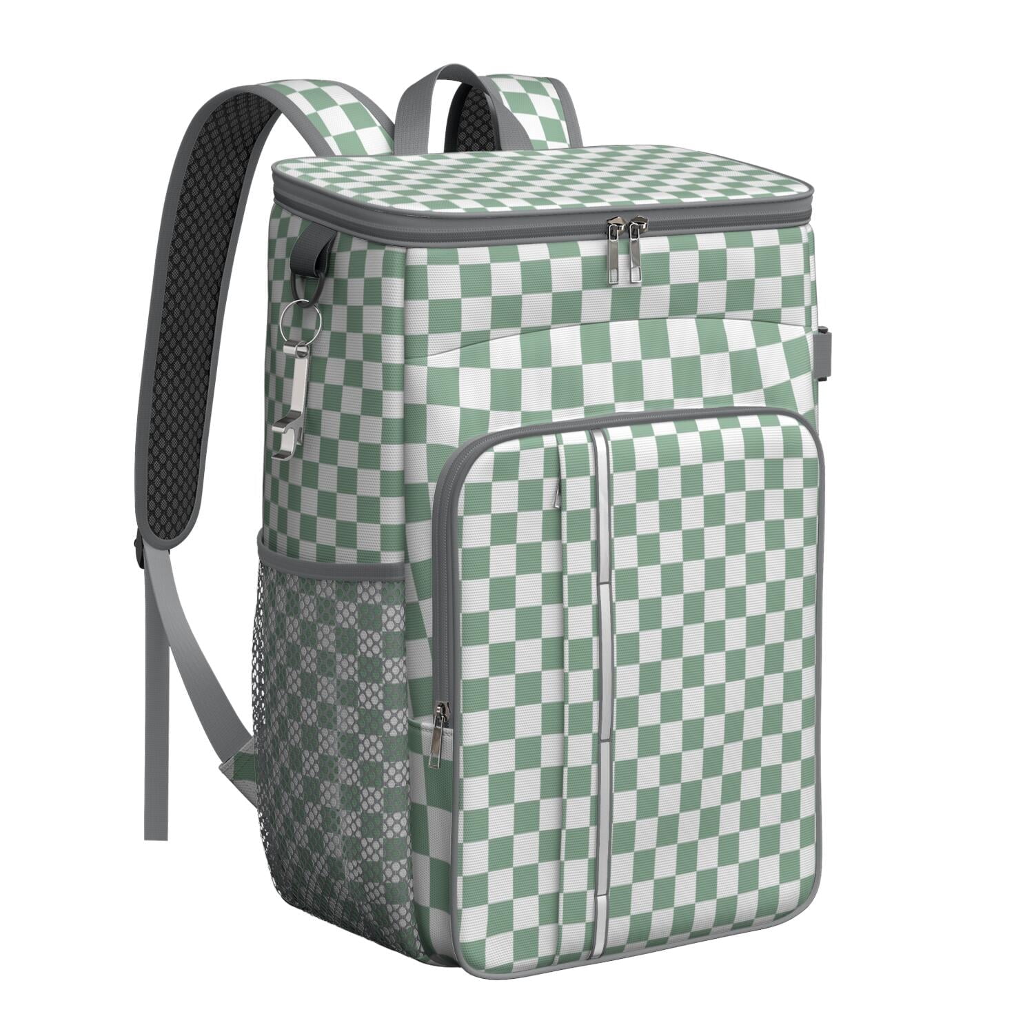 Vintage Checkered Cooler Backpack - 20L Insulated Soft Cooler Bag with Long-Lasting Cold Retention for Camping