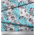 thumbnail image 2 of Soimoi Poly Georgette Fabric Leaves & Flower Floral Print Sewing Fabric Yard 42 Inch Wide, 2 of 3