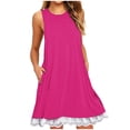 thumbnail image 1 of Gspmoly Robes Grande Taille pour Femmes aux Formes, Mode Femmes Été Décontracté Col Rond Sans Manches Taille Haute Robe Mini Robes Formelles pour Femmes jusqu'à 70 % de Rabais, 1 of 3