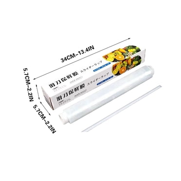 PE Plastic Wrap with Slide Cutter, 30cm Wide Food-Grade Cling Film for Freezing/Freshness, BPA-Free Disposable Kitchen Wrap, 100ft Roll with Secure Lid