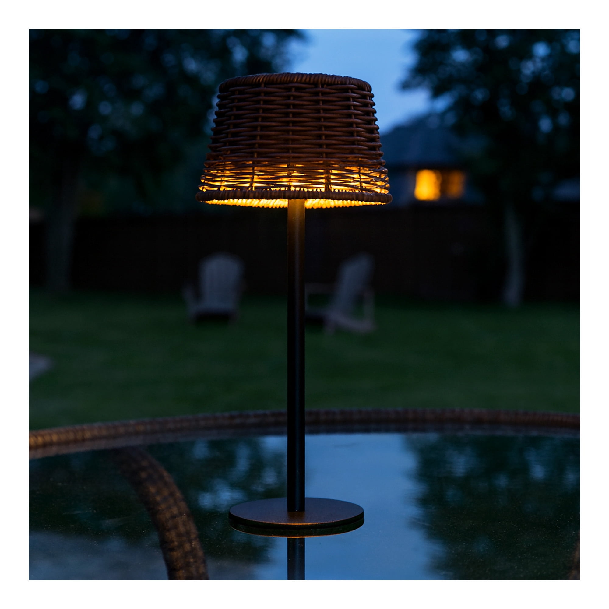 Merkury Solar Outdoor Weather-Proof Rattan Shade Lamp