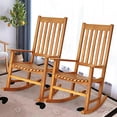 thumbnail image 3 of Gymax 2PCS Wood Rocking Chair Porch Rocker High Back Garden Seat Indonesia Teak, 3 of 10
