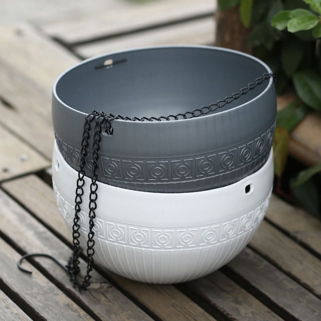 Ruiboury 2x Indoor And Outdoor Hanging Flower Pot 鈥?Easy To Maintain And Wide Applications Not Easy To Deform Plastic Flower Pots coffee 1Set
