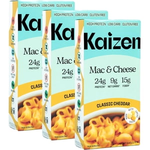 Kaizen Mac Cheddar à haute teneur en protéines & Fromage - Faible carb, Keto Friendly, Haute Fibre, Sans gluten, à base végétale, Non-OGM - 6.4 Autres (paquet de 3)