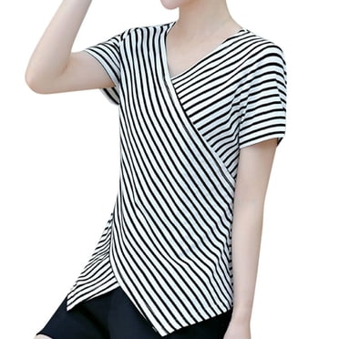 Ketyyh-chn99 Womens Shirts Ladies Tee Shirts Womens T Shirts Fashion Printing Casual V-Neck Short Sleeve Loose T-Shirt Black,White,M