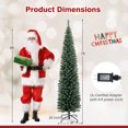 thumbnail image 2 of Gymax 7 ft Pre-Lit Artificial Christmas Tree Slim Pencil Xmas Tree Holiday Party Decor, 2 of 10