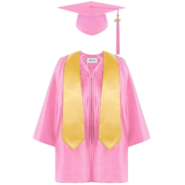 LYHaoo Preschool Kindergarten Graduation Gown Cap Set With Tassel And Graduation Sash For Child Size,Crewneck Basic Tees Sizes 4-5 Years