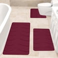 thumbnail image 5 of Fridja 3pcs Bathroom Rugs Bath Mat Toilet Mats Soft Comfortable Non-Slip Bathroom Rug Set Bath Mats for Bathroom Machine Washable Bath Mat Bathroom Rug Sets, Red, 5 of 5