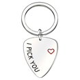 thumbnail image 1 of I Pick You Keychain . Porte-Clés en Acier Gravé avec Médiator de Guitare, 1 of 1