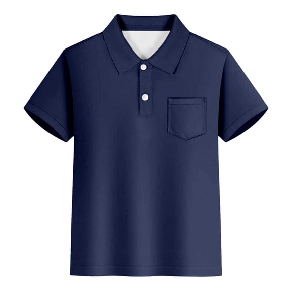 XASZHN Kids Boys Girls Short Sleeve Summer Casual Striped Gentleman Tops Teen Holiday Shirts T Shirt with Pocket Kids Summer Casual Shirts Navy 11-12 Years