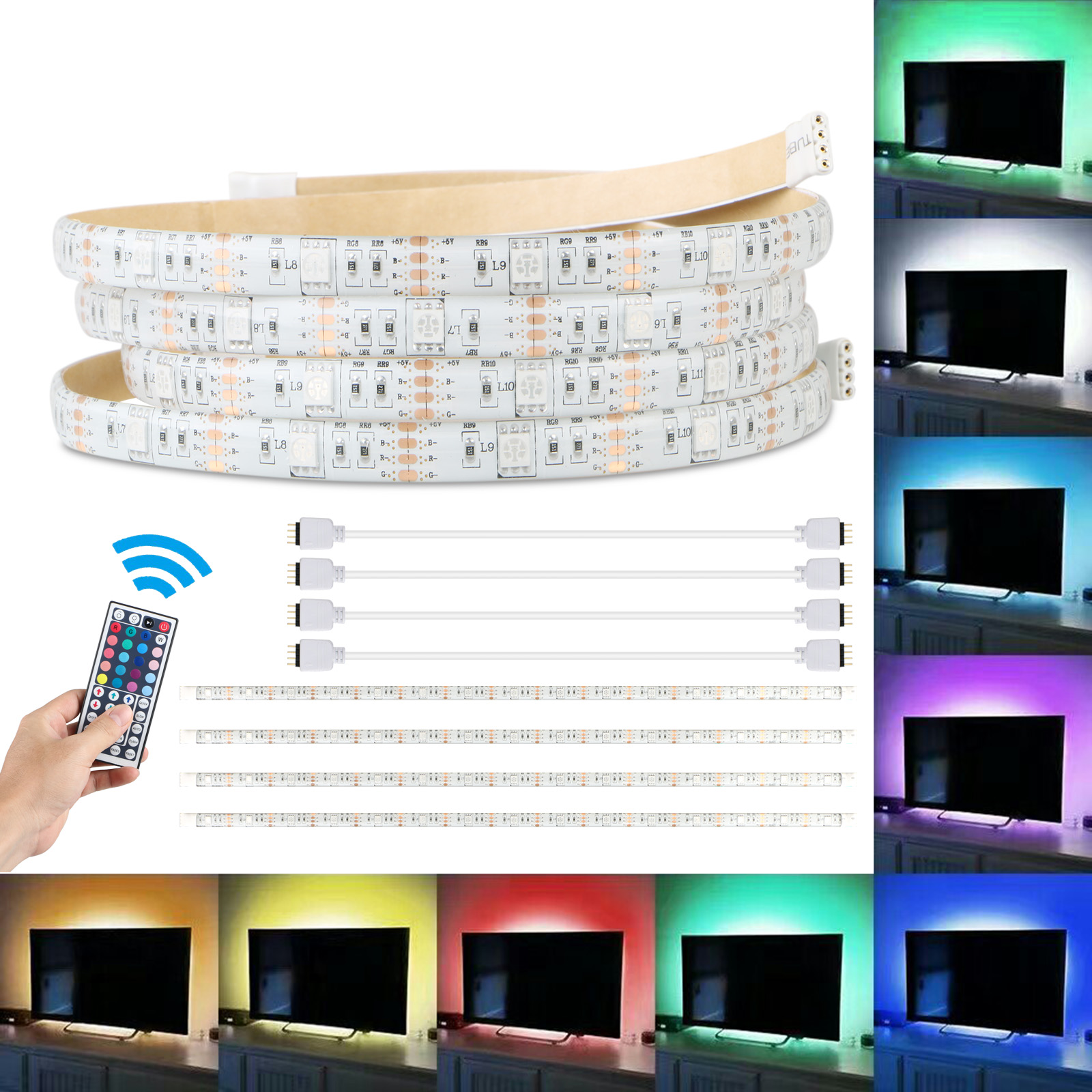 LED TV Backlight, RGB Neon Accent LED Lights Strips For HDTV Neon Light Bias lighting with Remote USB LED Strips TV Backlight