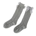 thumbnail image 1 of Faithtur Toddler Girls Summer Mesh Socks Solid Color Mid Tube Breathable Hollow Bows Princess Socks, 1 of 2