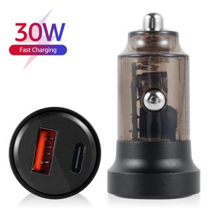 Chargeur de voiture compatible avec 12-24V 30W Chargeur de voiture rapide Adaptateur avec double port