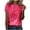 Hot Pink, variant on Ichuanyi T Shirts for Women Striped Crewneck Casual Basic Summer Tops Short Sleeve Color Block Loose Tee Shirts