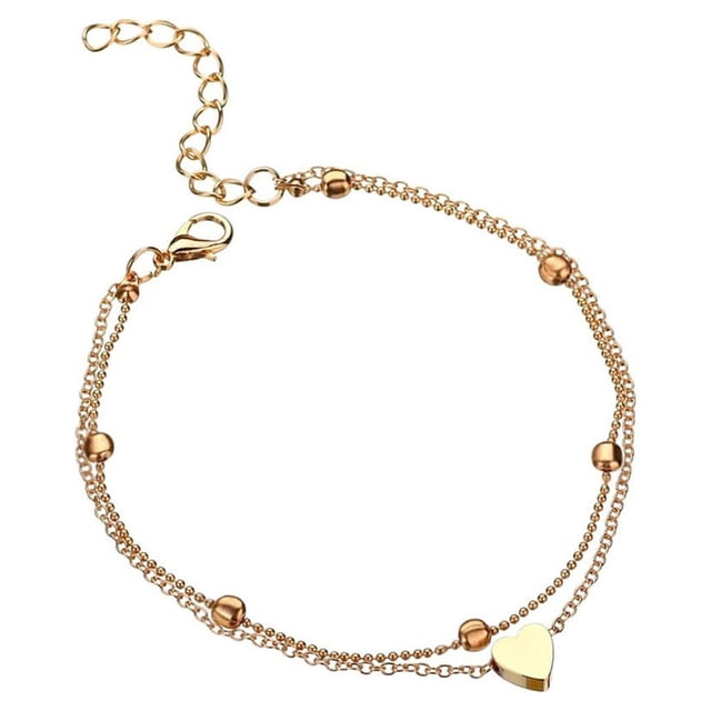 Bracelets de Cheville en Acier Inoxydable Charme Cœur d'Amour Bracelet de Cheville